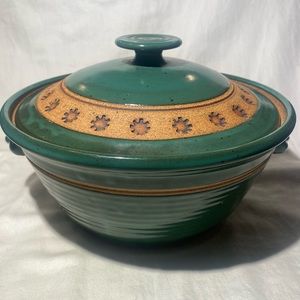 Glazed Pottery Bundt Pan & Lid